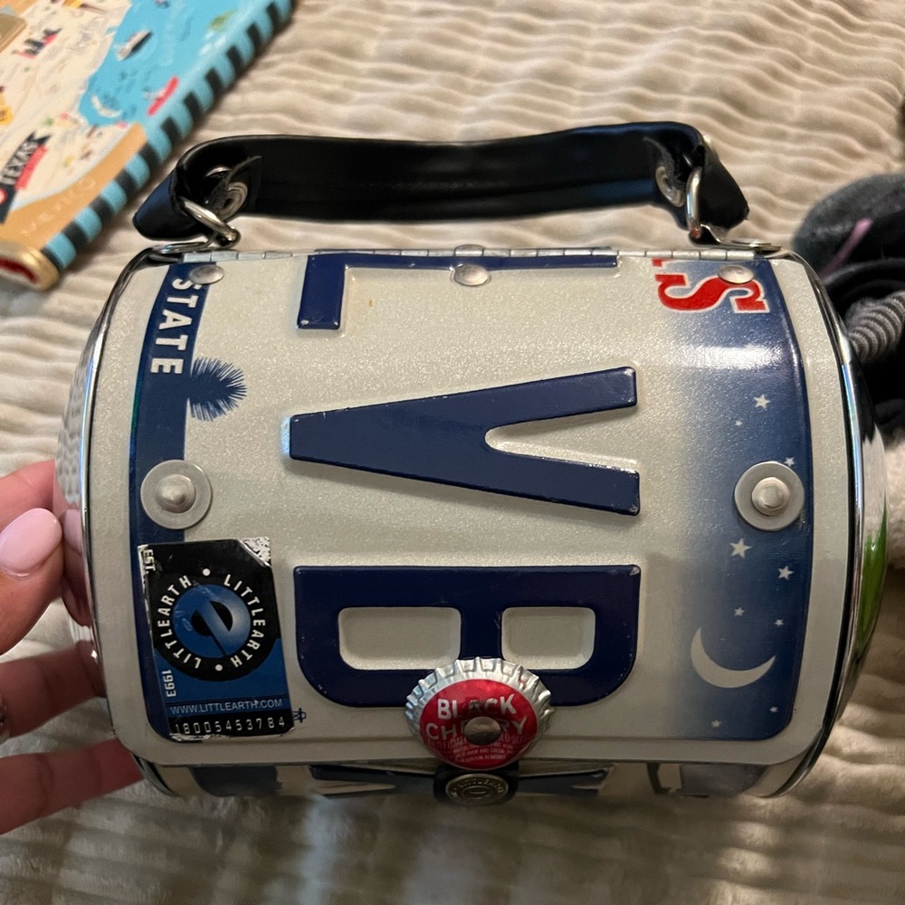 Little Earth TEXAS License Plate Metal Purse Handbag VINTAGE 90’s 6” x 8”